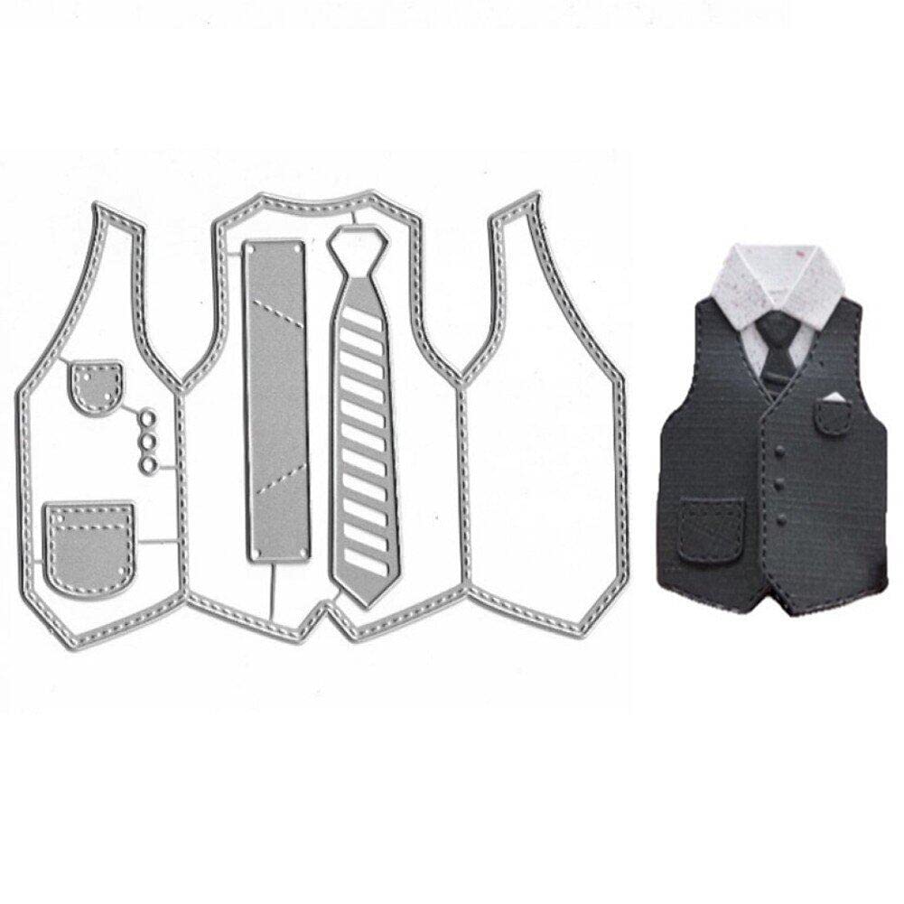 Casiler Silver Vest Shirt Tie Metal Cutting Craft Happy Father's Day Diy Scrapbooking Cards Blade Punch Stencils Die Cut