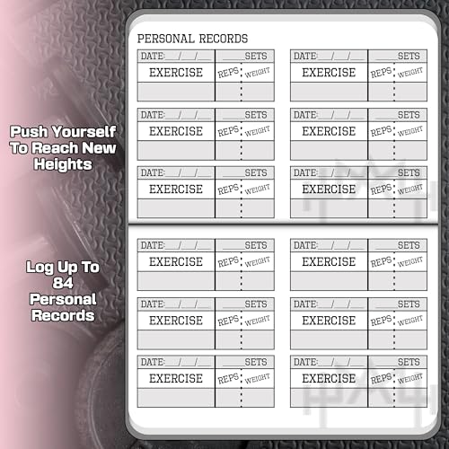 Diario de fitness de bolsillo A6 con cinta métrica corporal para registrar 93 entrenamientos 7