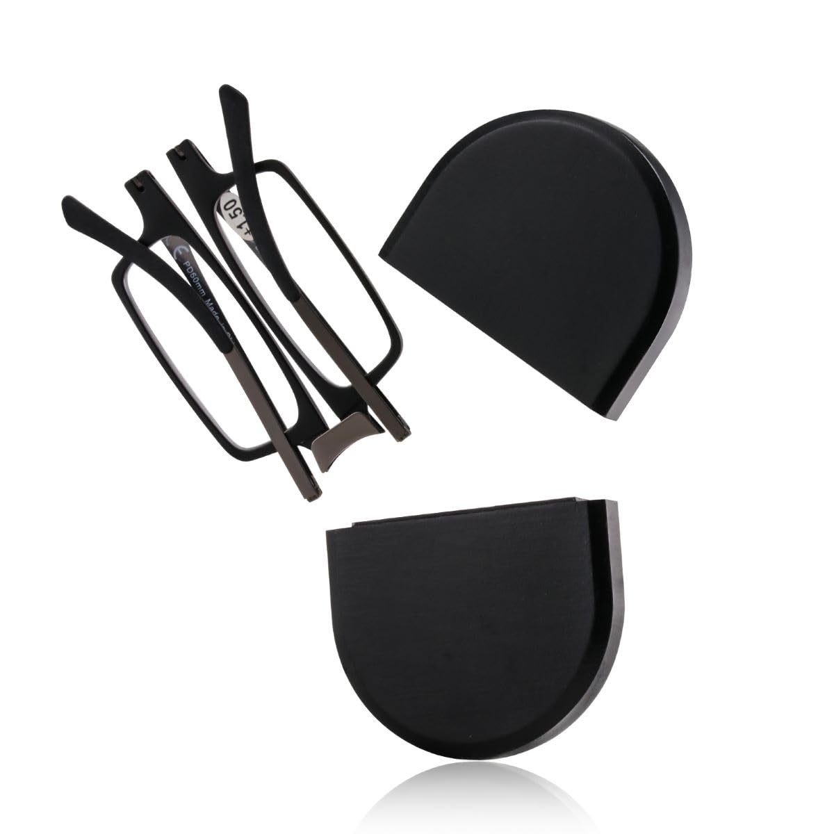 Durable Evolved Case Ultralight and Thin Folding Reading Glasses Flat Foldable Readers for Men Women Compact Magnetic Eyeglass Case Portable Rectangle(Black, 1.5)