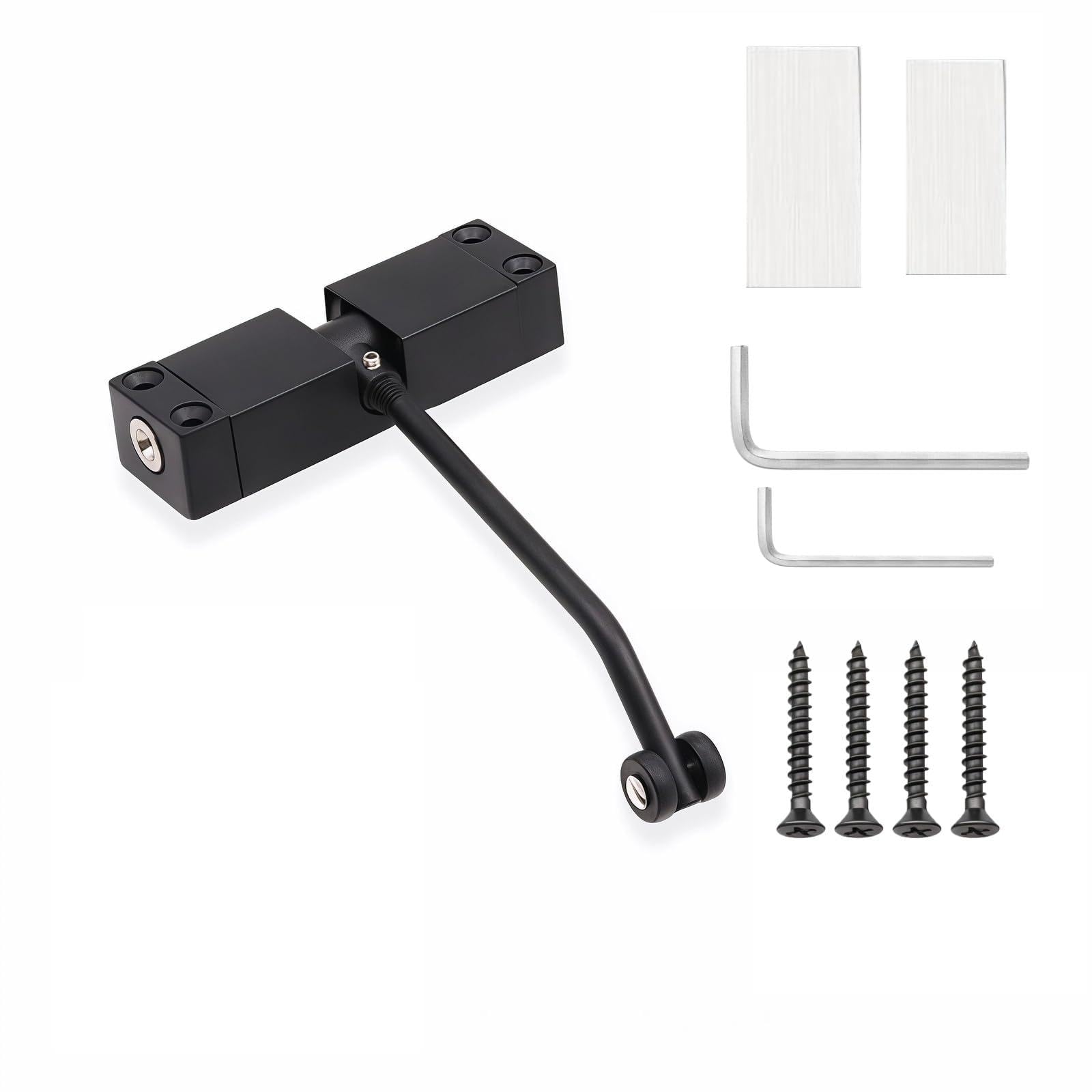 MxSplorion Door Closer, Automatic Door Closers Interior, Adjustable Door Damper Spring Closer with Roller, Rod Door Closer for Room, Garden Gate, Glass, Front Door, Black