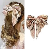 Hair Bows for Women & Girls |Elegant Floral Pleated Design with Pearl Pendant | Hair Bow, Barrettes