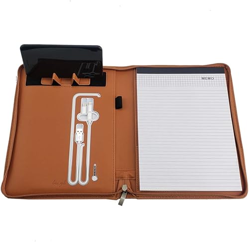 Miniatura 8 de Portafolio de Carga de Teléfono para Negocios y Viajes con Banco de Energía Integrado, Cierre de Cremallera y Bloc Rellenable, Organizador