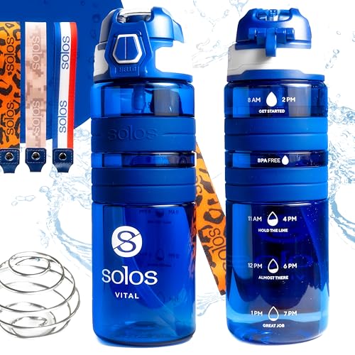 Gourde d'eau en Tritan non toxique, bouteille Réutilisable Étanche avec Paille Intégrée et Bille Shaker Amovible avec marquage de capacité d’hydratation, 0,70 L, Fitness & Voyage