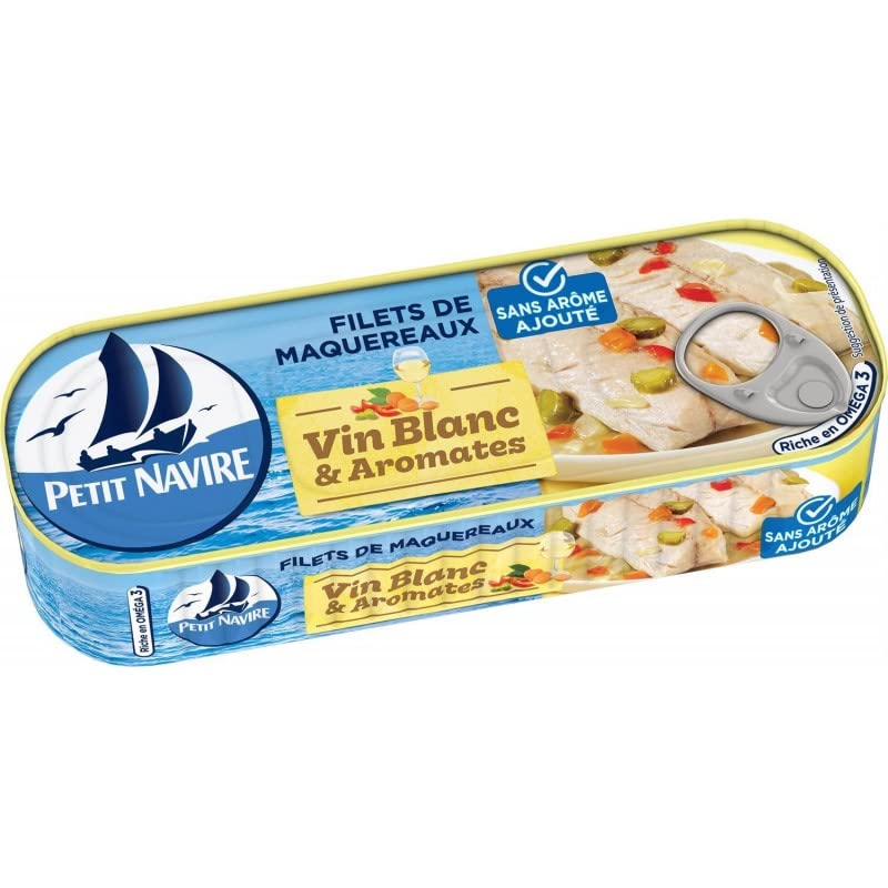 PETIT NAVIRE - Filets De Maquereaux Vin Blanc Aromates Sans Aromes Ajoutés 175G - Lot De 4