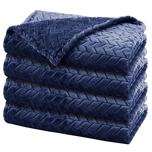 Image of Chumia 4 Pcs Baby Blanket Flannel, Cozy Throw Fuzzy Blanket for Newborn Sherpa Blanket Crib(Blue Ashes, 24 x 32 Inch)