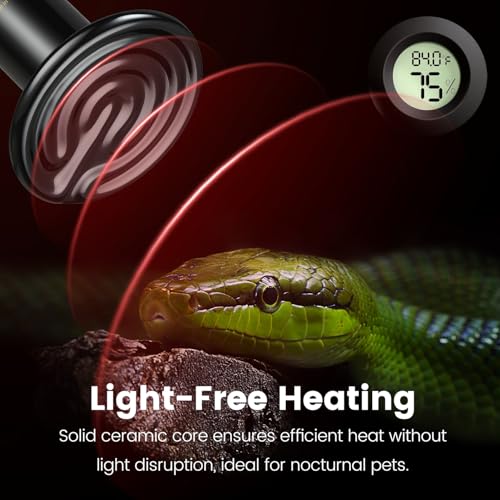Image of REPTITRIP Dual Reptile Light Fixture with 100W Daytime Heat Bulb & 100W Nighttime Ceramic Heat Emitter, 2 Independent Switches, Reptile Heat Lamp Combo Pack - No UVB