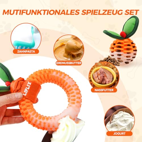 LIFLIX 2er-Set Zahnpflege-Spielzeug für Welpen, Langlebige TPU Biss und Bürste Hundespielzeug für Kleine & Mittlere Hunde, Dental Kauspielzeug für Zahnende Welpen
