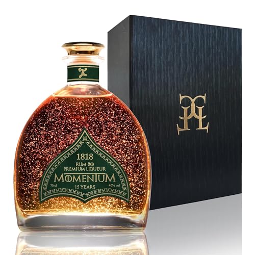 CONDE LUMAR – Ron 1818 Momentum 15 Años - Dominicano Añejo con Oro - Premium Liqueur Gold 23K -...