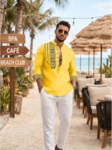 Image of DEELMO Men's Cotton Blend Mandarin Collar Self One Design Full Sleeve Casual Short Kurta