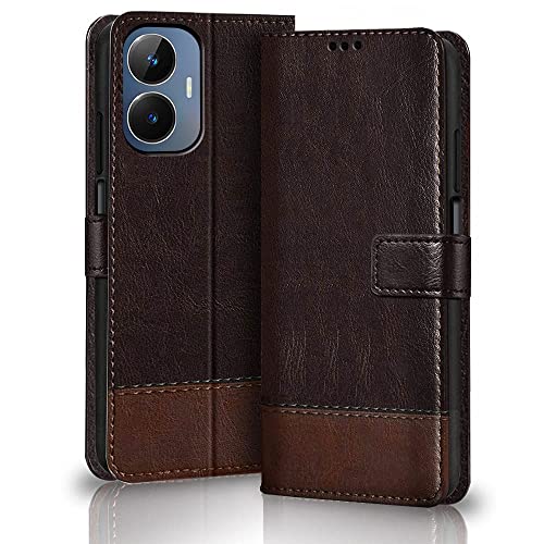 Image of TheGiftKart Flip Back Cover Case for Realme Narzo N55 / Realme C55 | Dual-Color Leather Finish | Inbuilt Stand & Pockets | Wallet Style Flip Case for Realme Narzo N55 / Realme C55 (Coffee & Brown)
