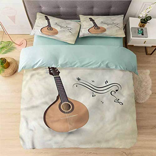 Aishare Store - Juego de funda de edredón suave para cama de California King, mandolina, mandolina rusa musical, funda de edredón de microfibra ligera con 2 fundas de almohada de calidad hotelera