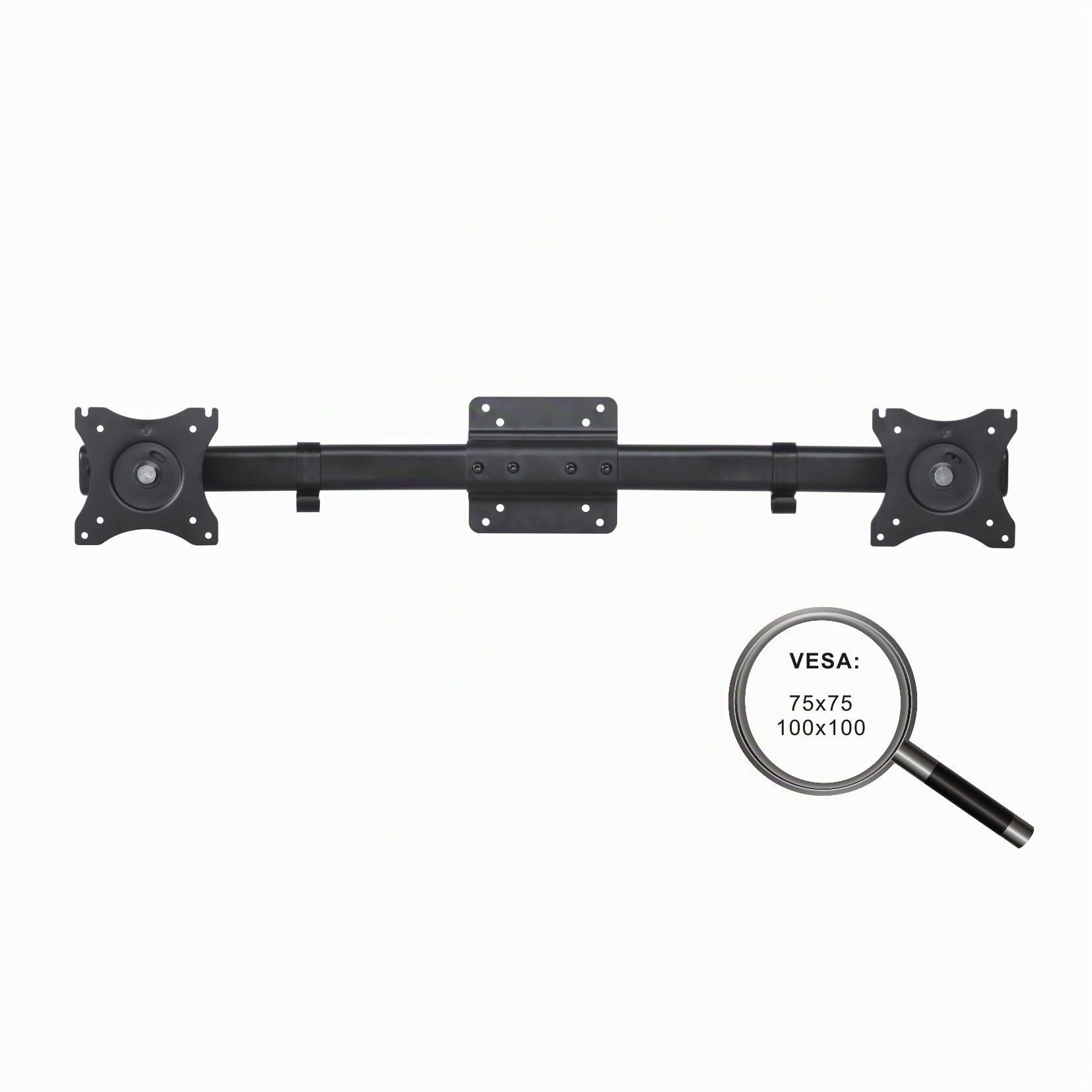PureMounts PM-OFFICE-AD Adaptateur double écran pour 2 écrans 33-69 cm (13-27 pouces), inclinable: -45 ° à 45 °, orientable: -15 ° à 15 °, pivotant: -180 ° à 180 °, max. 10 kg, VESA 100x100, noir