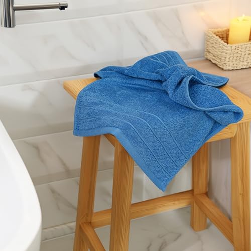 Image of Tens Towels Pack of 6 Hand Towels, 100% Cotton, Lighter Weight, Quick to Dry, 16 x 28 Inches, Super Soft & Absorbent, Perfect for Bathroom & Kitchen, Blue