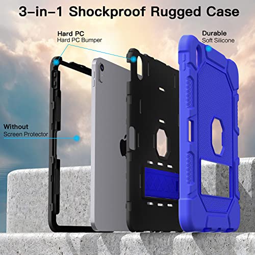 Image of Azzsy Case for iPad (A16) 11th Generation 11 Inch 2025 / iPad 10th Generation 10.9 Inch 2022, [Built-in Pencil Holder] Heavy Duty Shockproof Rugged Protective Case, Blue
