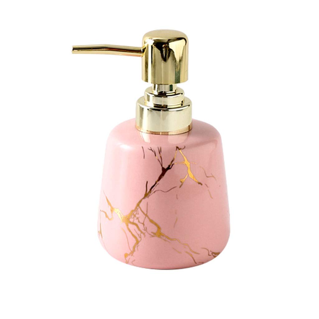 Kxaoxgrc Pink Glass Soap Lotion Dispenser Set, Ceramic Soap Pump Hand Lotion Dispenser For Bathroom Kitchen Counter Multicolor(Pink)