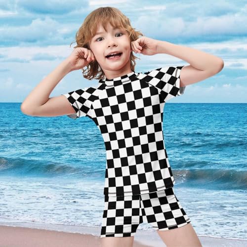 Checkered SquaresChildren's Swimsuits Boys Two Piece Suit10-12Y（150cm）3