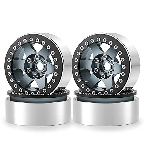 Benedict Harry 4PCS 2.2  Aluminum Beadlock Wheel Rim for 1 10 RC Axial Wraith RR10 YETI SCX10 D90 TRX4 CC01 (Titanium)
