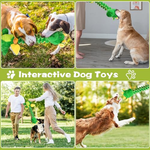 Image of Large Squeaky Dog Toys, Tug-of-War Puppy Toys with Crinkle Paper, Stuffed Plush Animal Dog Toys to Keep Them Busy, Bonding Time Pet Toys for Small, Medium, Large Dogs