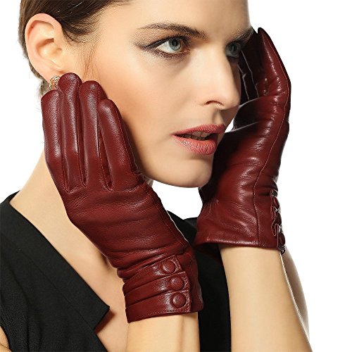 Warmen Women's Touchscreen Texting Driving Winter Warm Nappa Leather Gloves - 6.5 (US Standard size) - Saddle (Touchscreen Function/Cashmere Lining)