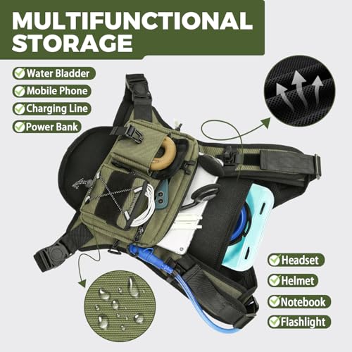 Criuage USA Patent Running Hydration Vest Backpack, Lightweight Chest Pack with 2.0L Water Bladder Bag Daypack for Hiking Running Cycling Race Marathon for Women Men (Olive, Standard) — view 3