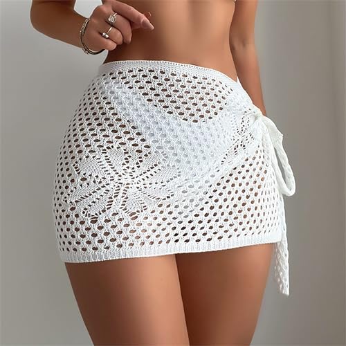 Crochet sarong skirt net cover up fishnet shawl fish flower net cover ups fishnet beach wrap for swimwear women.(SJJ85)4