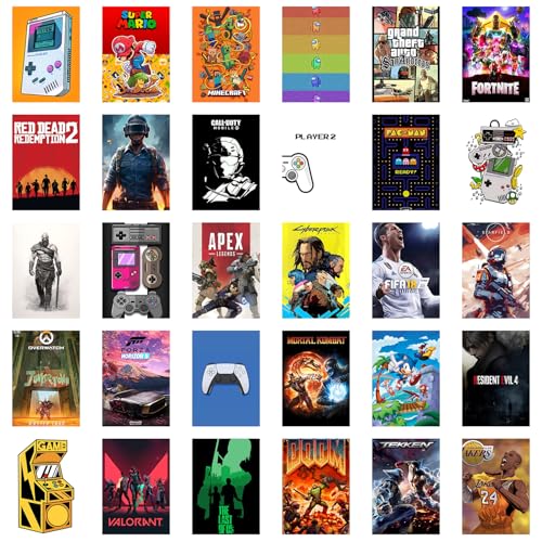 Image of Wallgasm Pack of 30 Gaming Posters - Wall Collage Kit - 10cm x 15cm 300 GSM Posters | Poster Set For Room - Gaming Room Decoration Item - Gaming Poster For Wall