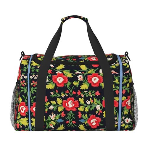 Sac de sport à motif roses brodé noir One Size sous le siège