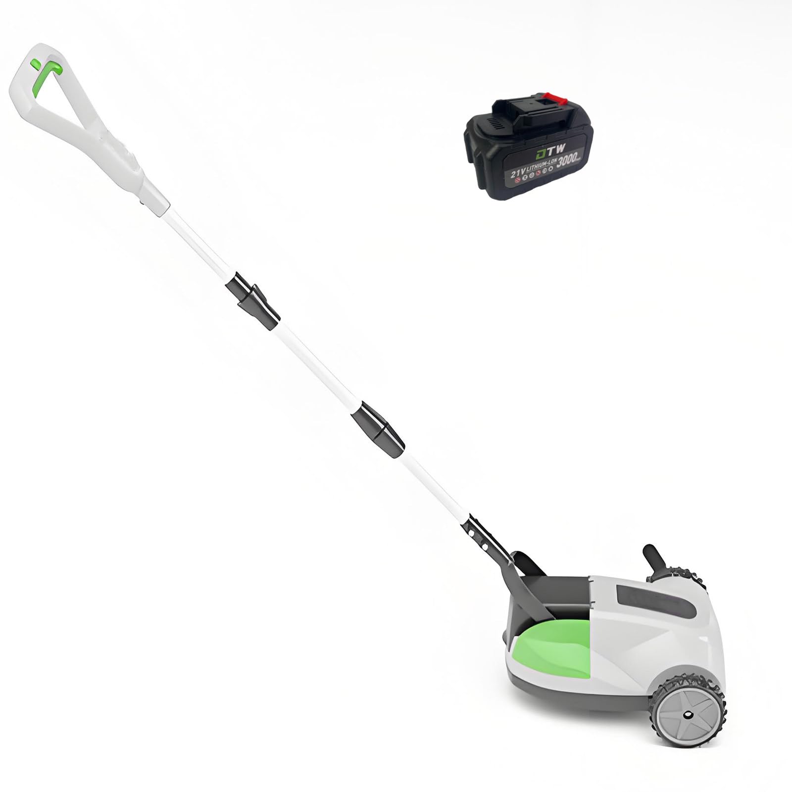 MiyKom Lightweight Cordless Grass Trimmer for Small to Medium Lawns, Maneuverable Brushless Mower with Telescopic Handle and Noise Cancellation for Quiet Residential Mowing 1 * 3AH