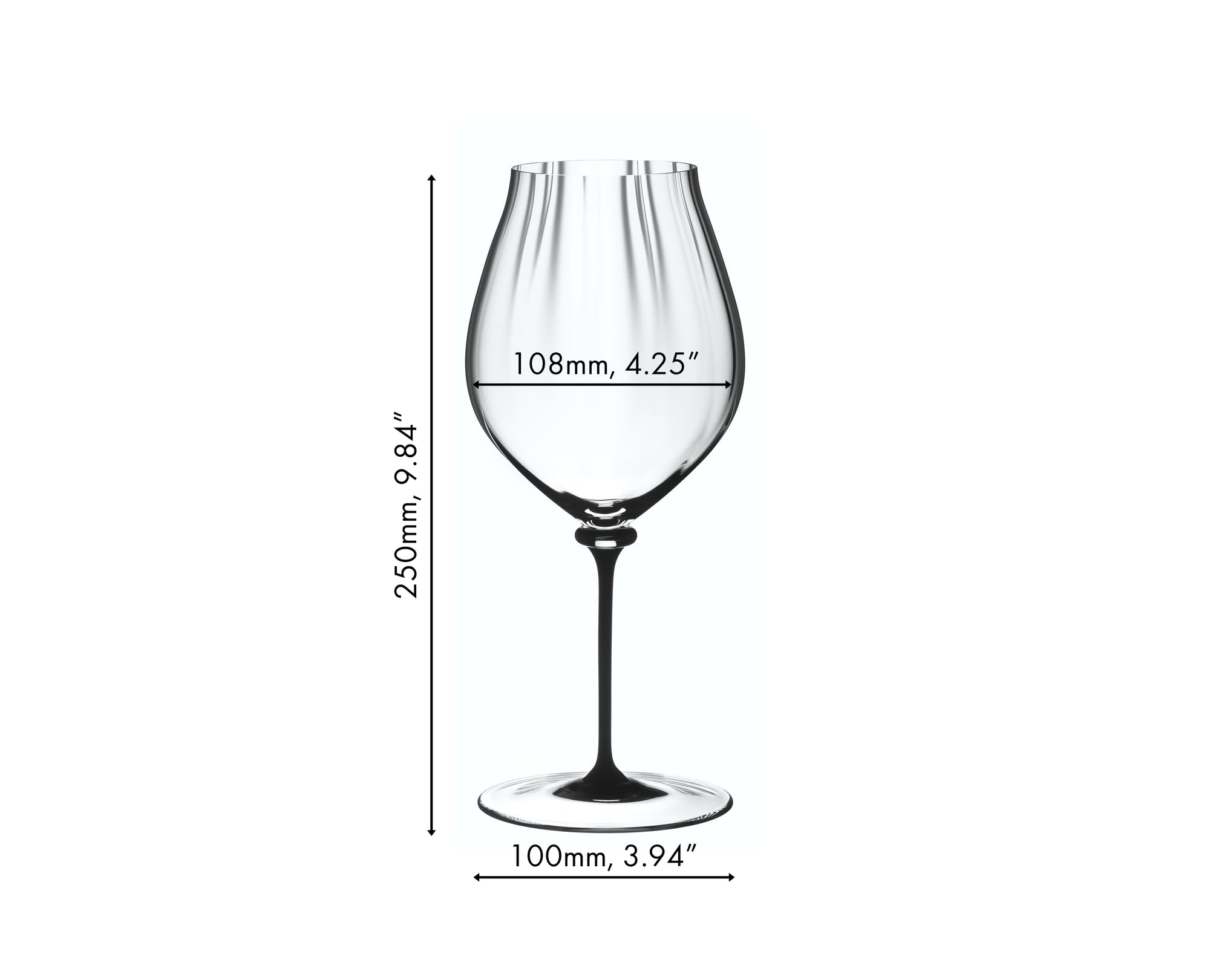 RIEDEL Fatto A Mano Performance Blauburgunder - Schwarzer - Einzelpackung, Weinglas, Kristallglas, Spülmaschinenfest - 4884/67D