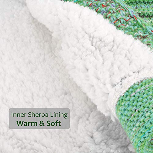 Tirrinia 2Pcs Adult Sherpa Mermaid Tail Blanket, Super Soft Warm Crochet Mermaid Blanket For Adult Teens Women, Anti-Slip Neck Strap Design | Perfect For Women Girls Green & Blue #TOP1