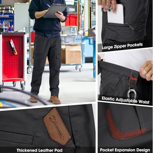 IGOLUMON Men's Ripstop Tactical Pants Breathable Stretch Cargo Pants Outdoor Lightweight EDC Work Hiking Pants Zipper Pockets4