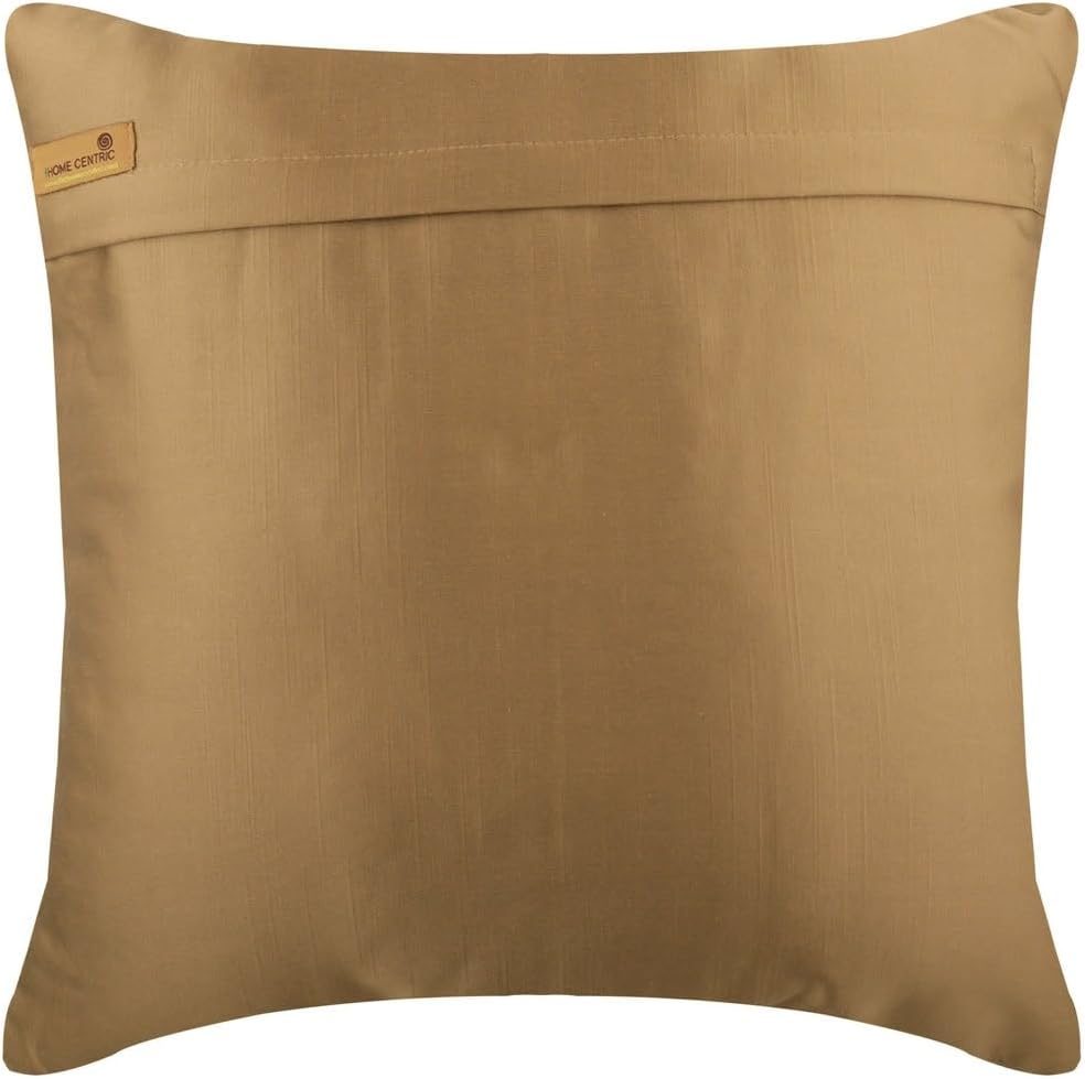 The HomeCentric Pillow Covers, Dull Gold 16"x16" (40x40 cm) Cushion Cover, Satin Textured, Pintucks & Crystals Throw Pillow Cover for Sofa, Solid Color Pattern Modern - Dull Gold Ceremony