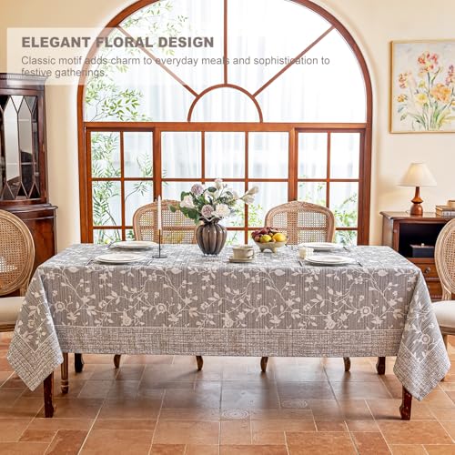 Midsummer Breeze Tablecloth for Square Table, Rustic Table Cloth Burlap Floral Tablecloth Farmhouse Kitchen Dining Table Cover, French Country Decor(Gray, 60" X 60", 2-4 Seats) by Midsummer Breeze - Used condition - Image 4