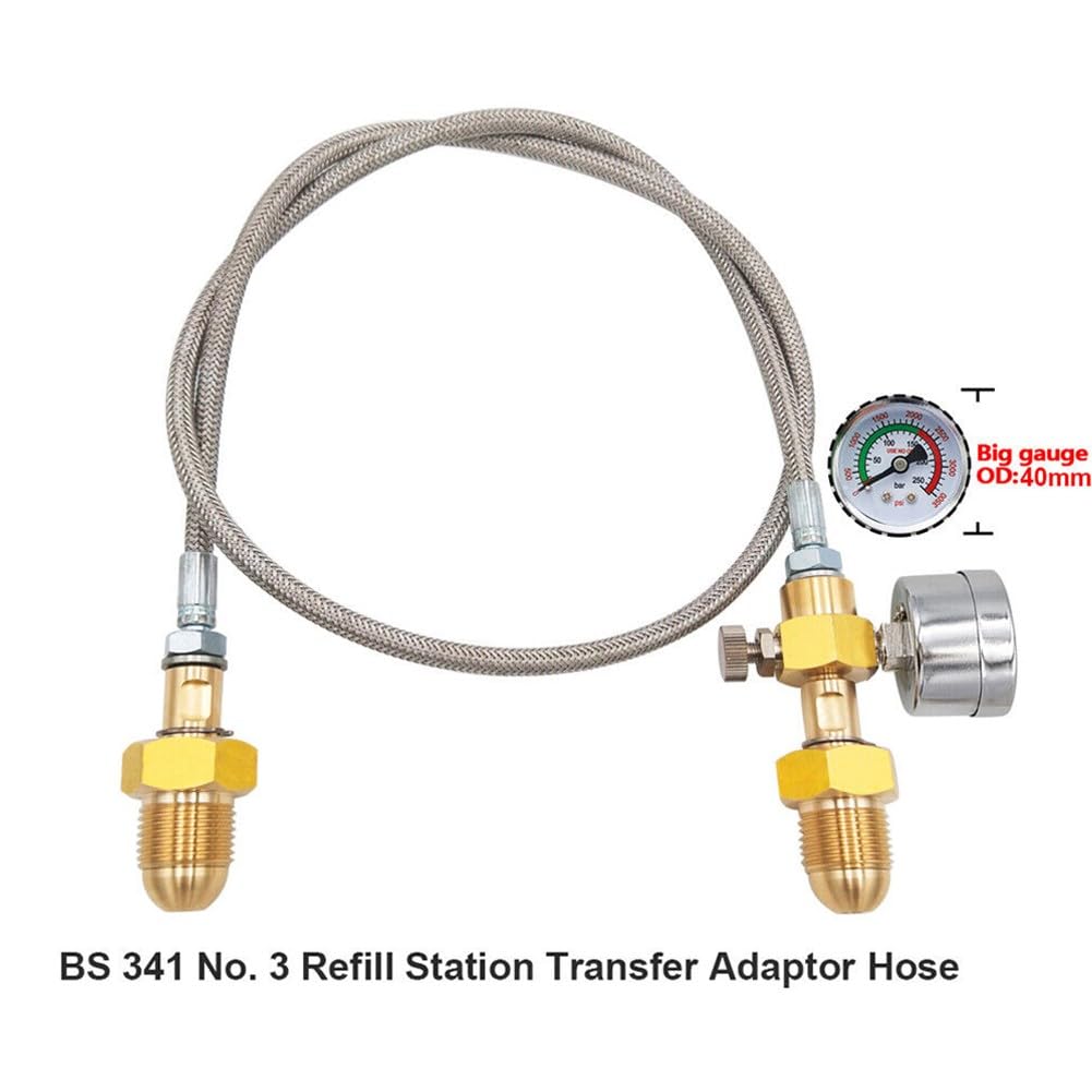 Manguera de transferencia para botellas de argón BS 341 Nº 3 con rosca G 5/8 RH para llenado de gas de alta presión Style 2