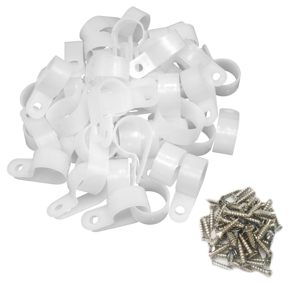 Cable Clamp R-Type Cable Clip Wire Clamp 1/4-inch Nylon Screw Mounting Cord Fastener Clips with Screws for Wire Management - 50 Pcs Cable Clamps + 50 Pcs Screws — Amazon image 14