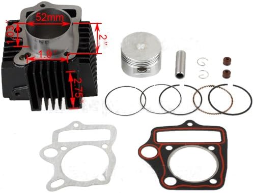 X-PRO 52mm Cylinder Piston Pin Ring Gasket Kit for 110cc ATVs & Dirt Bikes, Go Karts