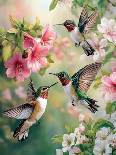 Image of Hummingbird Stamped Cross Stitch Kits for Adults Beginner,Bird Needlepoint Counted Cross Stitch Kits,11 CT Patterns Dimensions Embroidery Craft Kits for Home Wall Decor 12x16 Inch.
