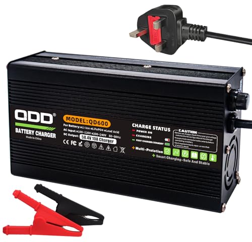 QDD 58.4V 10A Charger 48V LiFePO4 Battery Charger for 16S 48V LiFePO4 Battery Pack Smart Charger Full with Alligator Clip Connector