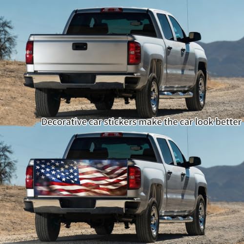Image of Turck Tailgate Wraps Decals - 66x23.6 in Tailgate Decals for Trucks, American Flag Tailgate Graphics for Trucks Pickup Personalized Decoration