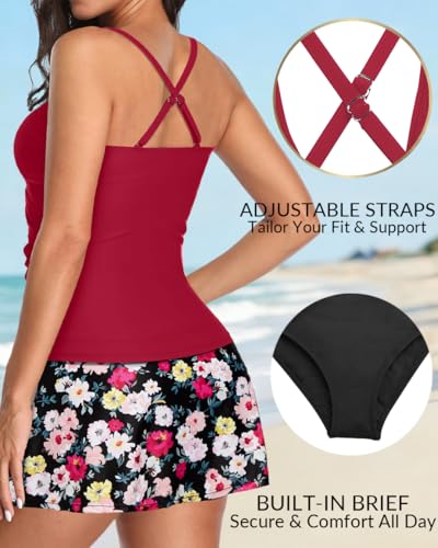 Image of Talisea Womens Tankini Bathing Suits with Skirt Two Piece Tummy Control Swimsuits Ladies Swimwear
