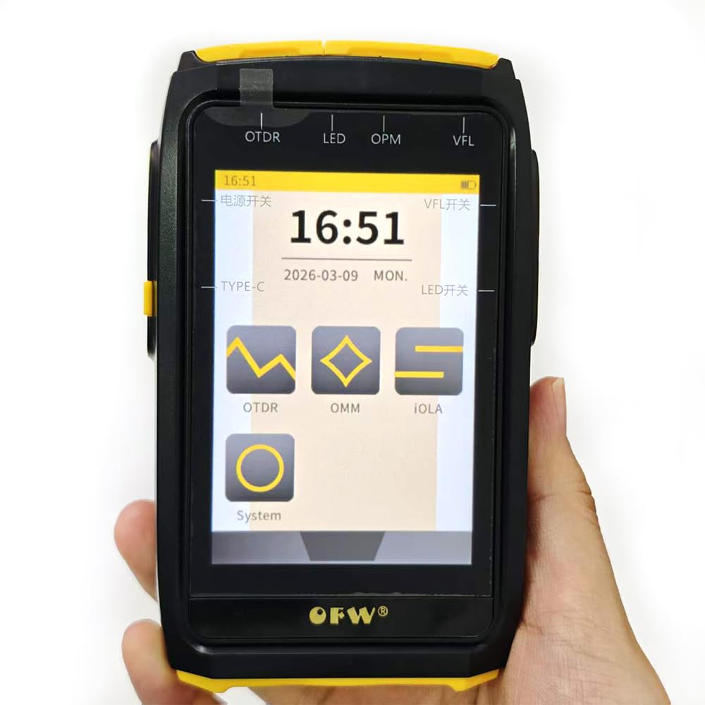 Mini OTDR Reflectometre fibre optique,Réflectomètre optique de domaine du temps, testeur multifonctionnel de fibre optique OTDR 1550nm 20dB réflectomètre optique écran tactile OPM VFL（Avec iola）