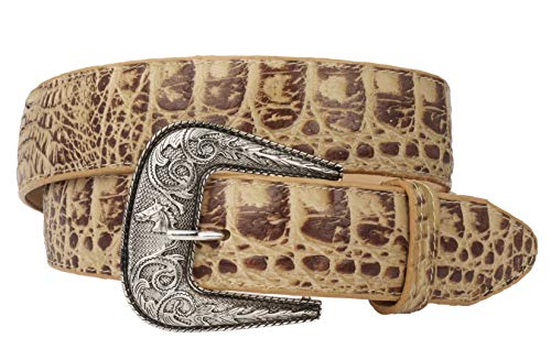El Presidente - Mens Rustic Sand Alligator Pattern Western Cowboy Belt Leather