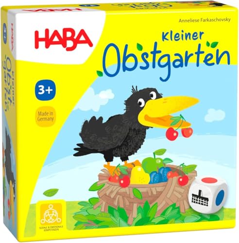 HABA Kleiner Obstgarten – Kooperatives Würfelspiel ab 3 Jahren – Fördert Farb- & Formenzuordnung & Teamarbeit – Für 1-4 Spieler – 1004907001