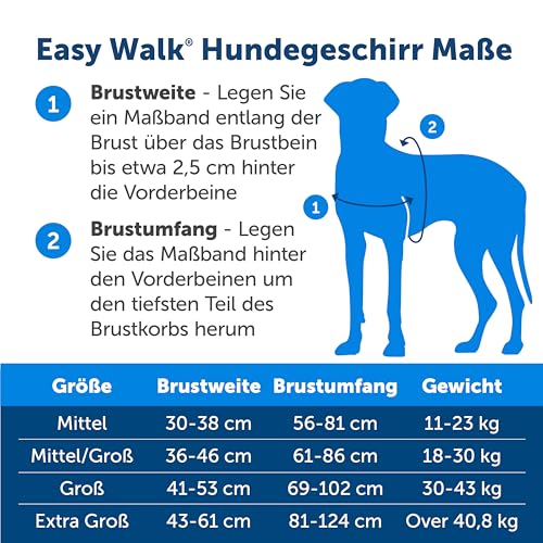 PetSafe Easy Walk-Geschirr, Anti-Zieh-Hundegeschirr, Verringert Würgen und Husten, Mit 1,8 M Leine, Größe XL, Schwarz