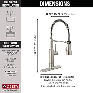Delta Faucet Theodora Pro Commercial Style Kitchen Faucet with Pull Down Sprayer, Brushed Nickel Commercial Kitchen Faucet, Spring Kitchen Faucet, Spotshield Stainless 18804Z-SP-DST Delta Faucet Theodora Pro Commercial Style Kitchen Faucet with Pull Down Sprayer Brushed Nickel Commercial Kitchen Faucet Spring Kitchen Faucet Spotshield Stainless 18804Z SP DST