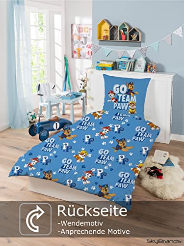SkyBrands Paw Patrol Bettwäsche 135x200 80x80 Baumwolle · Kinderbettwäsche für Mädchen und Jungen · 2 teilig Paw Patrol Figuren Öko Tex Standard Deutscher Händler - Image 4