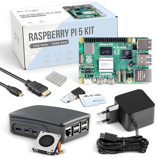 Raspberry Pi 5 8GB Starter-Kit | 64GB Black Edition | Offizielles 27W Netzteil | Offizielles...
