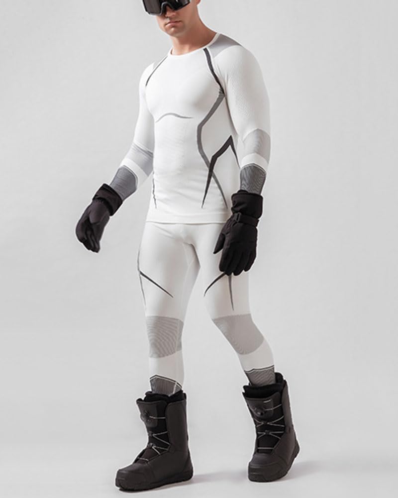 MISSMAO Biancheria Intima Termica Uomo Funzionale sottotuta Sci Autunno Inverno, Maglia a Maniche Lunghe e Pantaloni, Traspirante, Abbigliamento Sportivo