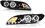 [For 2003-2005 Mazda 6 Halogen Model] LED Strip Halo Ring Black Housing Projector Headlight Headlamp Assembly, Driver & Passenger Side