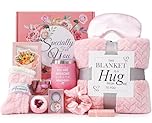 Pamper Gifts for Women,Birthday Gift Set Self Care Package Relaxation Spa Bath Box for Mother, Get Well Soon Gift Baskets for Her, Hamper Gift for Women, Friend, Sister, Mum with Blanket